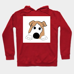 Bulldog fawn and white peeking cartoon Hoodie